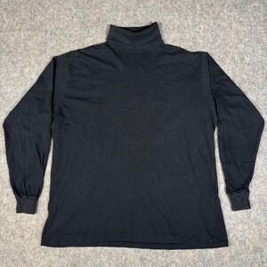 VTG Cross Creek Turtleneck Shirt Mens XL Black Long Sleeve 100% Cotton USA